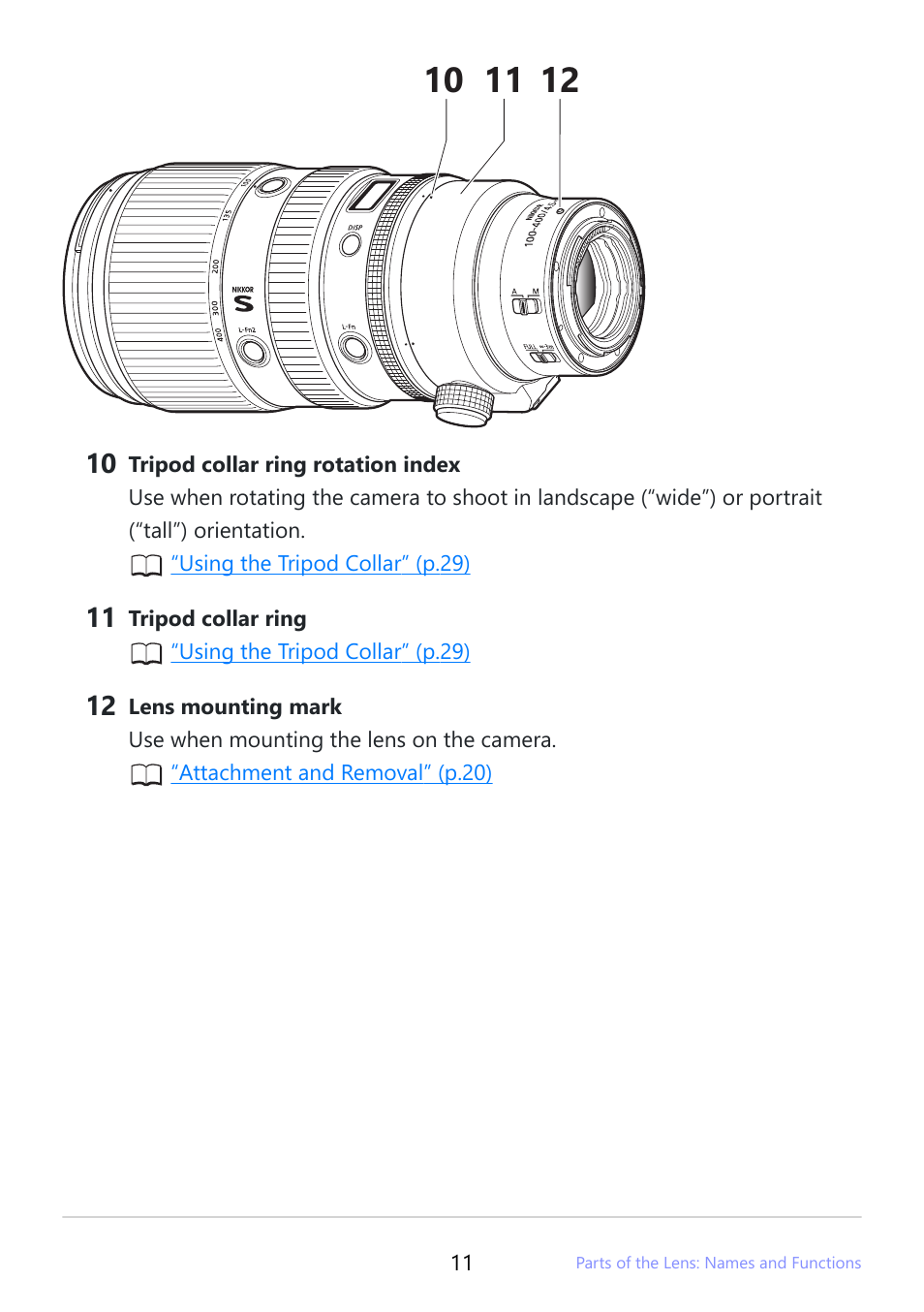 Nikon NIKKOR Z 100-400mm f/4.5-5.6 VR S Lens User Manual | Page 11 / 42