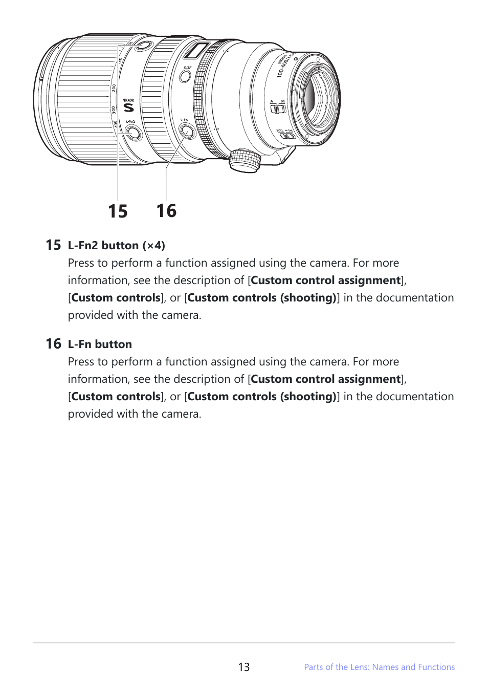 Nikon NIKKOR Z 100-400mm f/4.5-5.6 VR S Lens User Manual | Page 13 / 42