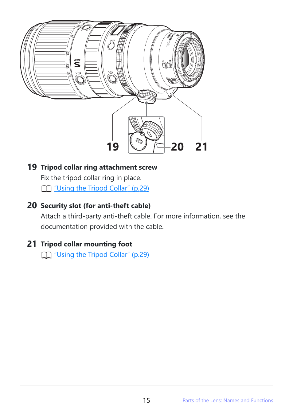 Nikon NIKKOR Z 100-400mm f/4.5-5.6 VR S Lens User Manual | Page 15 / 42