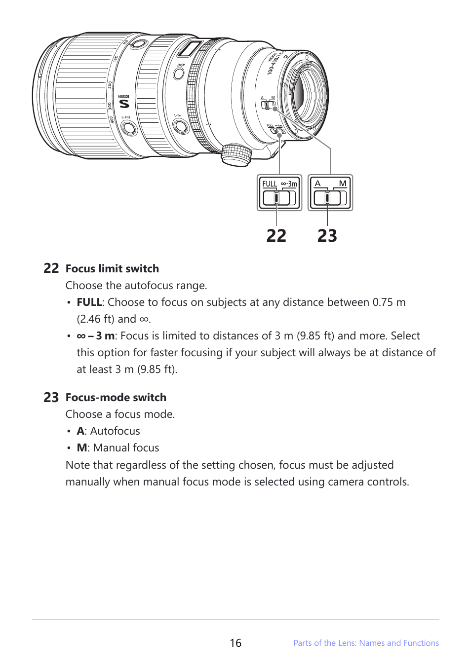 Nikon NIKKOR Z 100-400mm f/4.5-5.6 VR S Lens User Manual | Page 16 / 42