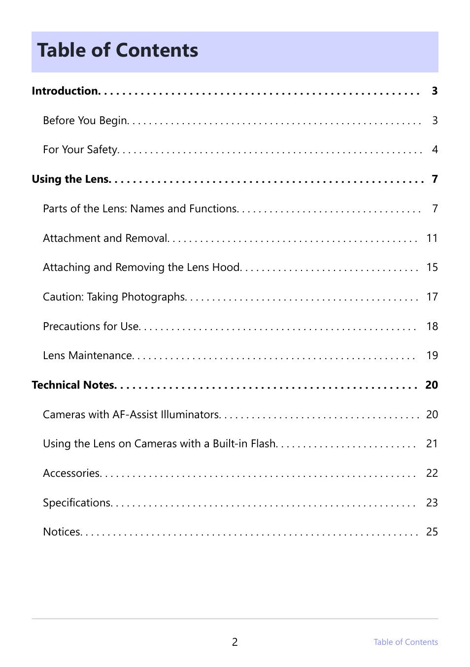 Nikon NIKKOR Z 26mm f/2.8 Lens (Z) User Manual | Page 2 / 26