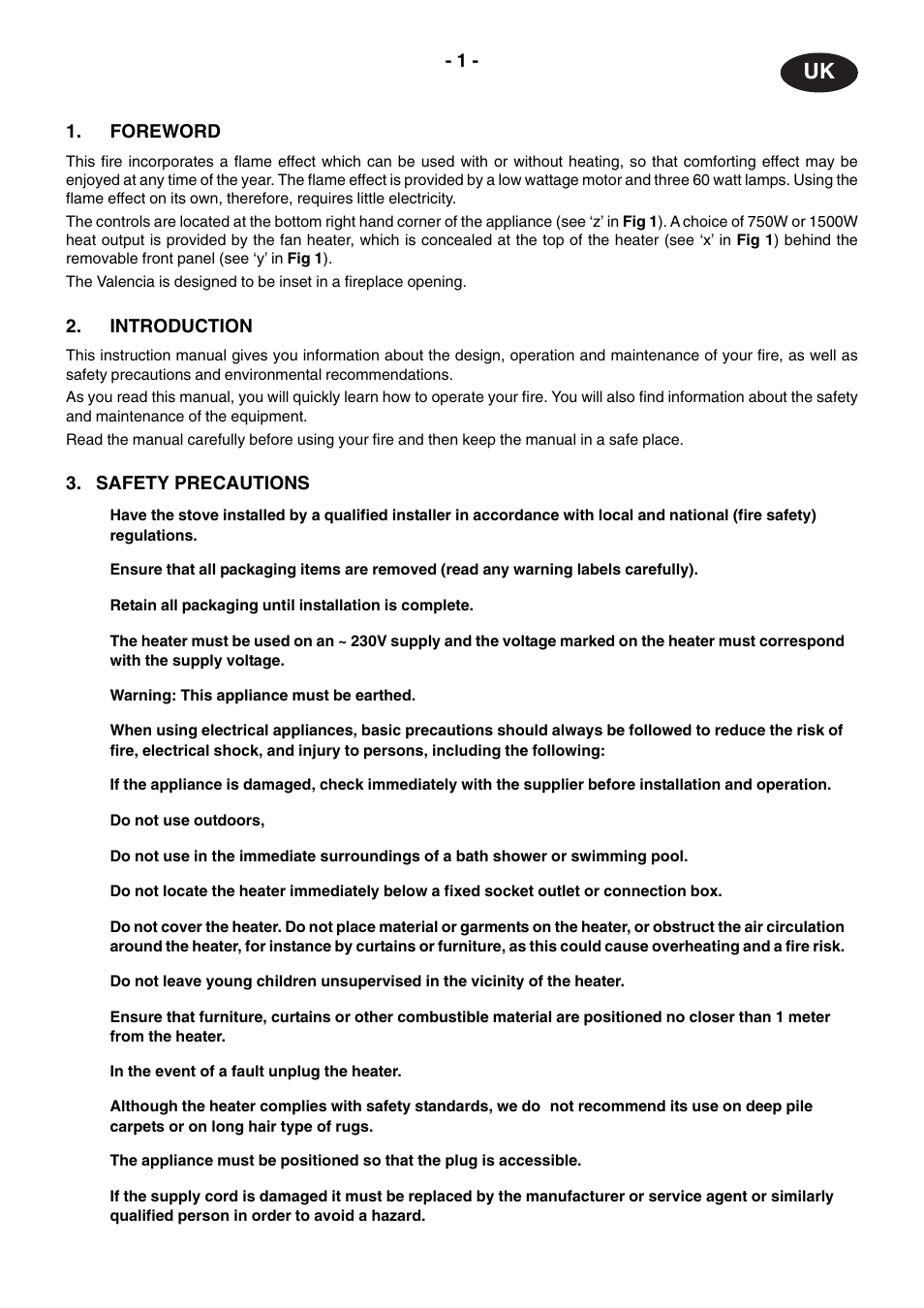 Dimplex VALENCIA User Manual | Page 5 / 8
