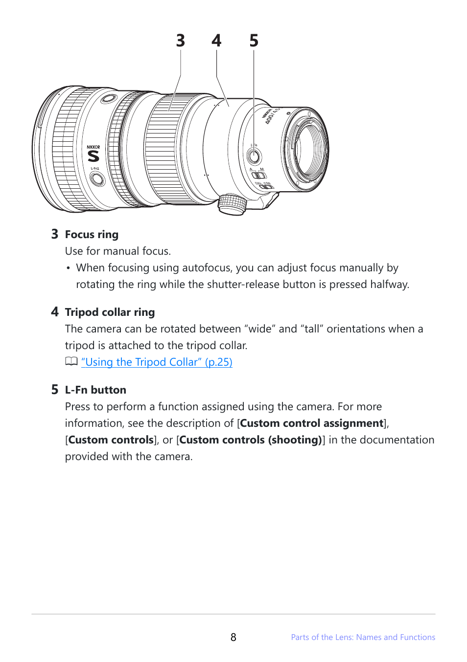 Nikon NIKKOR Z 400mm f/4.5 VR S Lens User Manual | Page 8 / 40
