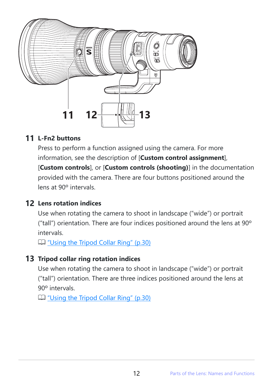 Nikon NIKKOR Z 800mm f/6.3 VR S Lens User Manual | Page 12 / 48