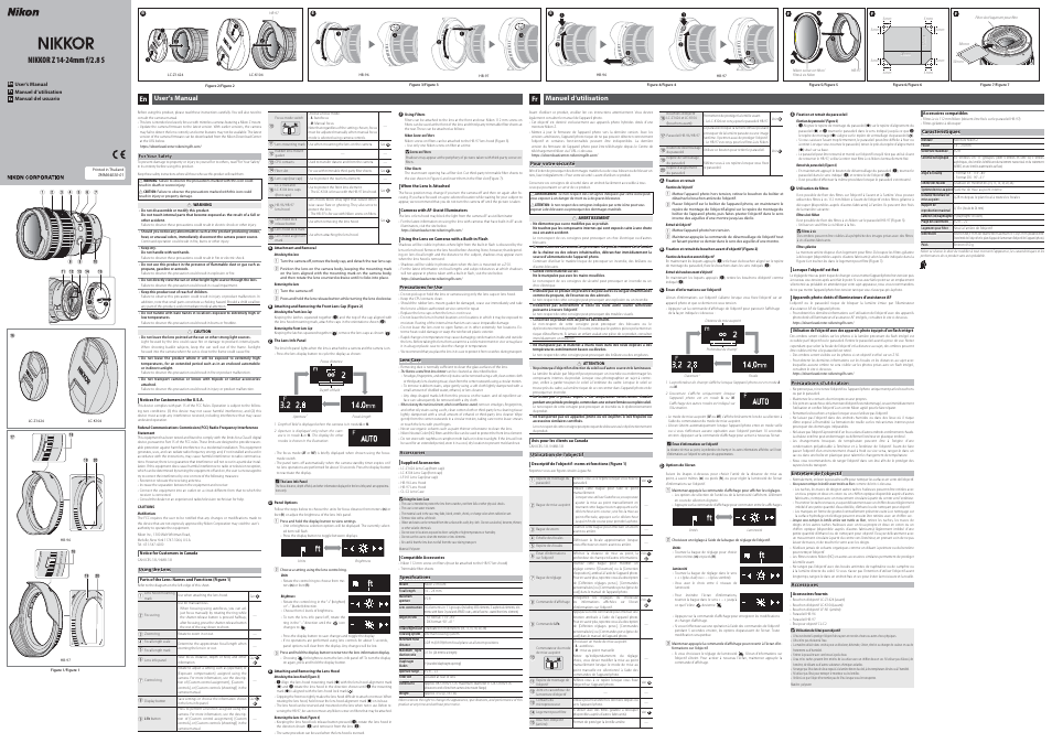 Nikon NIKKOR Z 14-24mm f/2.8 S Lens User Manual | 2 pages