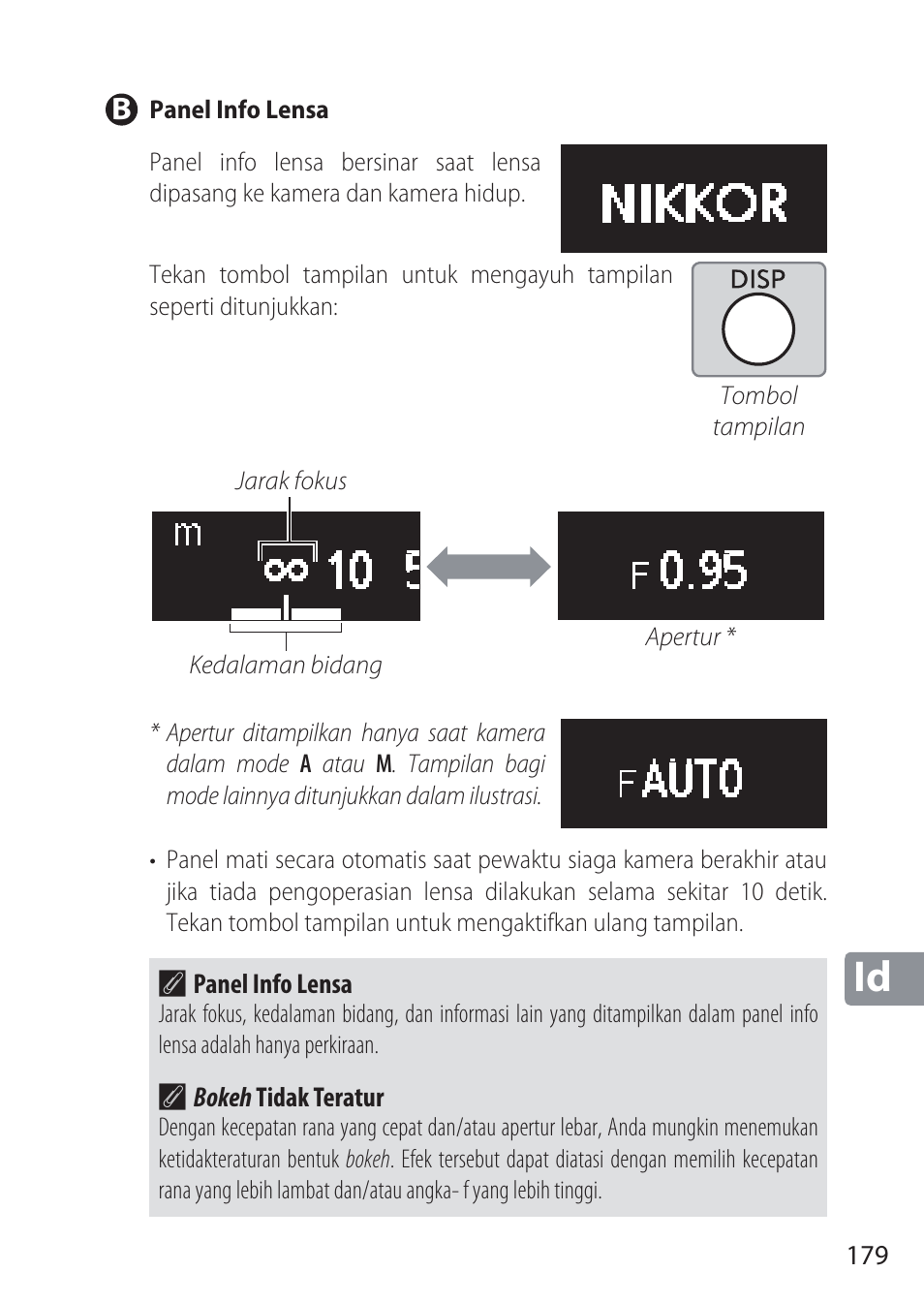 B panel info lensa | Nikon NIKKOR Z 58mm f/0.95 S Noct Lens (Refurbished by USA) User Manual | Page 179 / 213