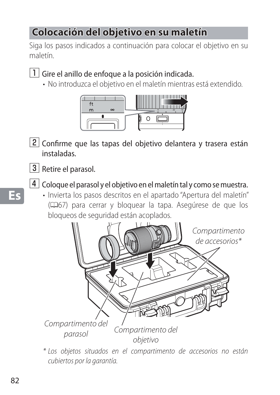 Colocación del objetivo en su maletín | Nikon NIKKOR Z 58mm f/0.95 S Noct Lens (Refurbished by USA) User Manual | Page 82 / 213