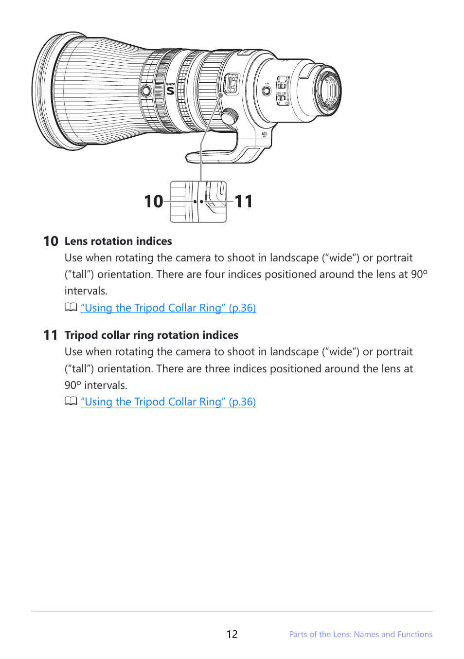 Nikon NIKKOR Z 600mm f/4 TC VR S Lens (Z) User Manual | Page 12 / 54