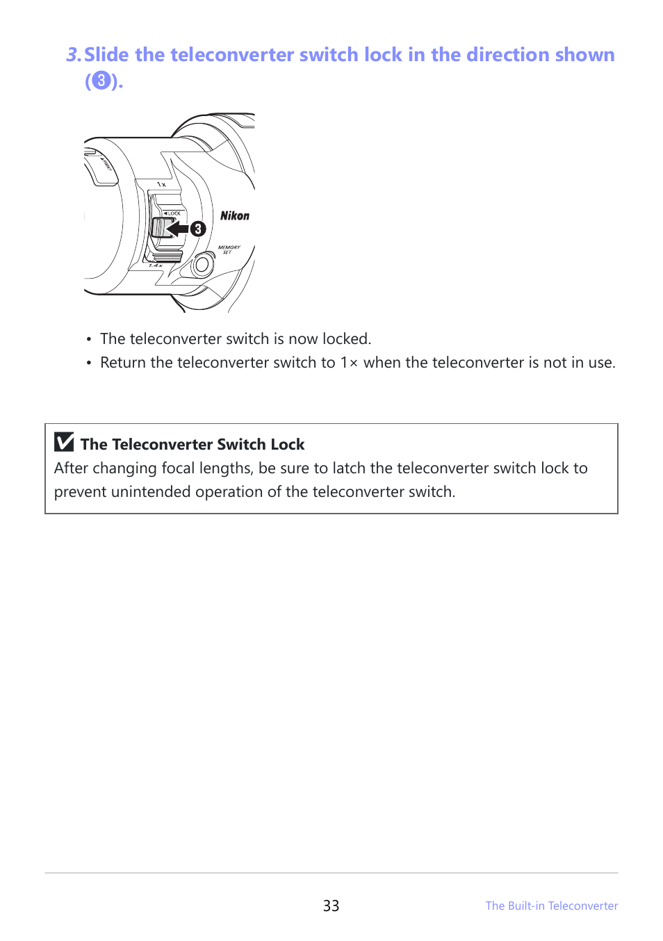 Nikon NIKKOR Z 600mm f/4 TC VR S Lens (Z) User Manual | Page 33 / 54