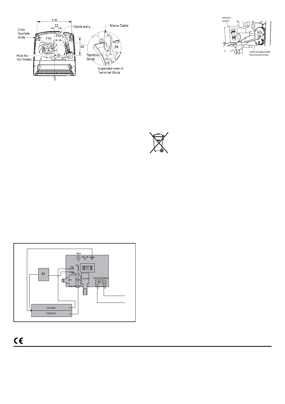 Installation procedure, Fx20v controls, Cleaning and user maintenance | Recycling, After sales service | Dimplex FX 20V User Manual | Page 2 / 2
