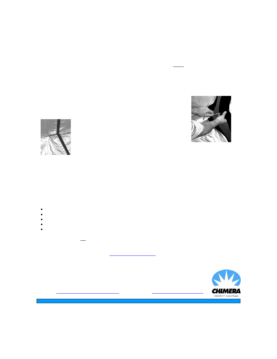 Chimera® octaplus 57™ care and use instructions, Chimera | Chimera OctaPlus 57 Hi-Heat Kit I User Manual | Page 2 / 2