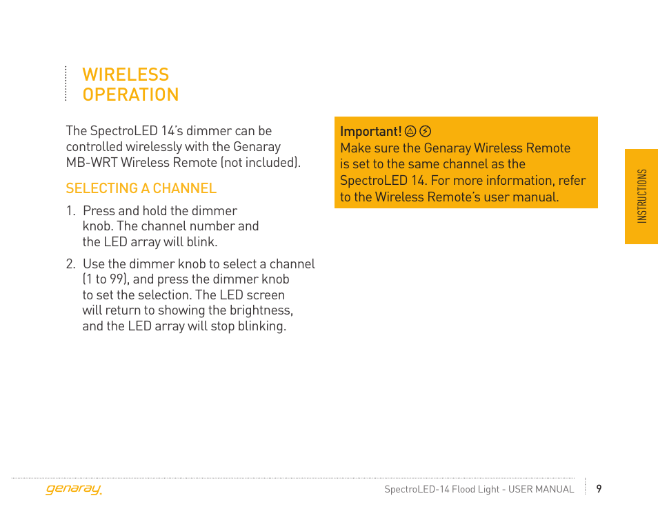 Wireless operation | Genaray Octa Softbox for Spectro LED-14 Flood 2-Softbox Kit User Manual | Page 9 / 12