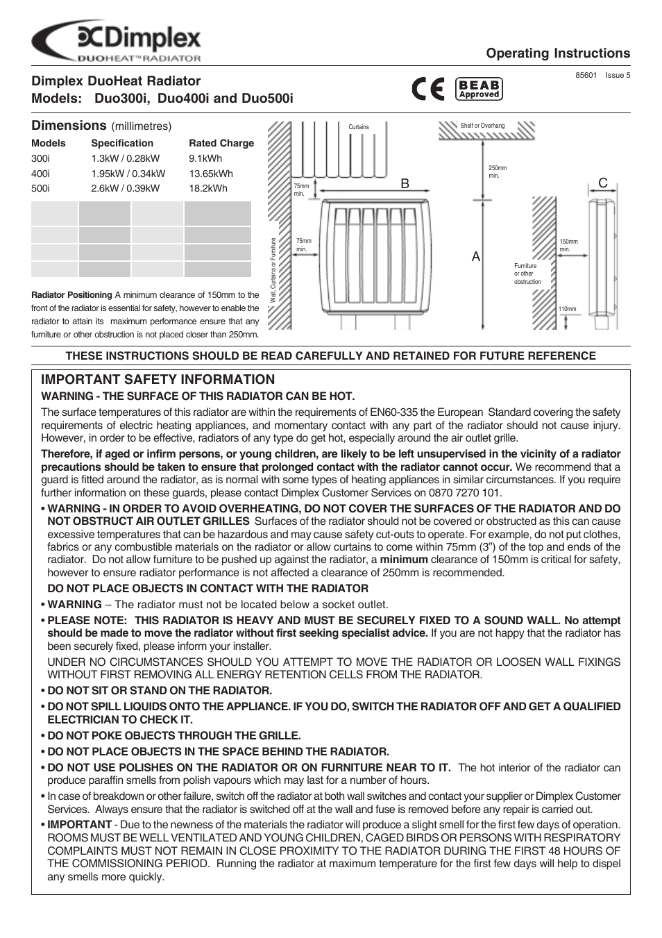 Dimplex Duo400i User Manual | 4 pages