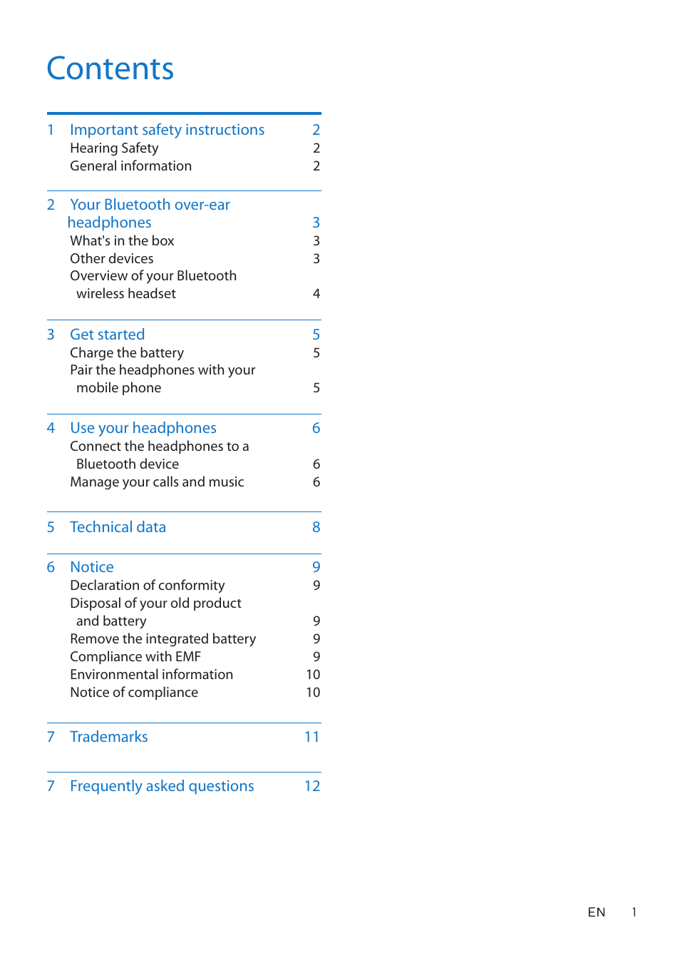 Philips TAH4205 Wireless On-Ear Headphones (Black) User Manual | Page 2 / 14