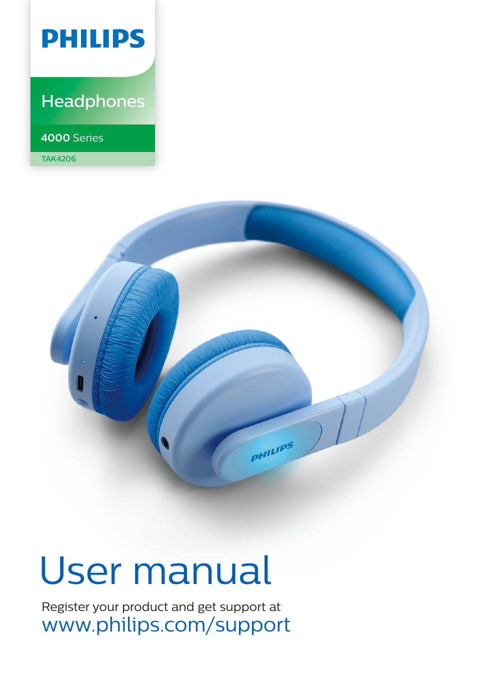 Philips Kids Wireless On-Ear Headphones (Blue) User Manual | 15 pages