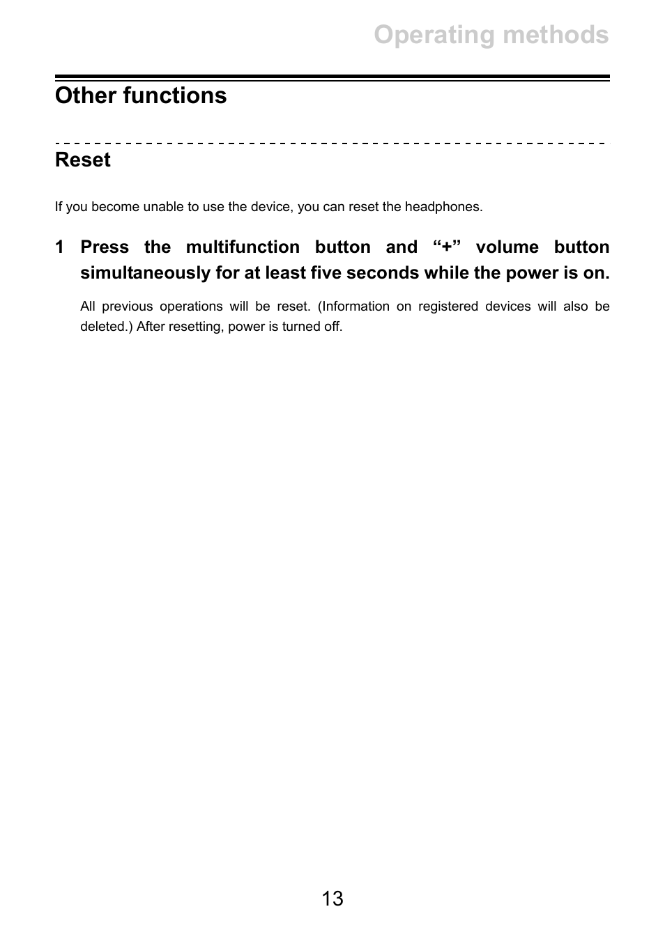 Other functions, Operating methods | Pioneer HDJ-CUE1 Bluetooth DJ Headphones (Matte Red) User Manual | Page 13 / 20