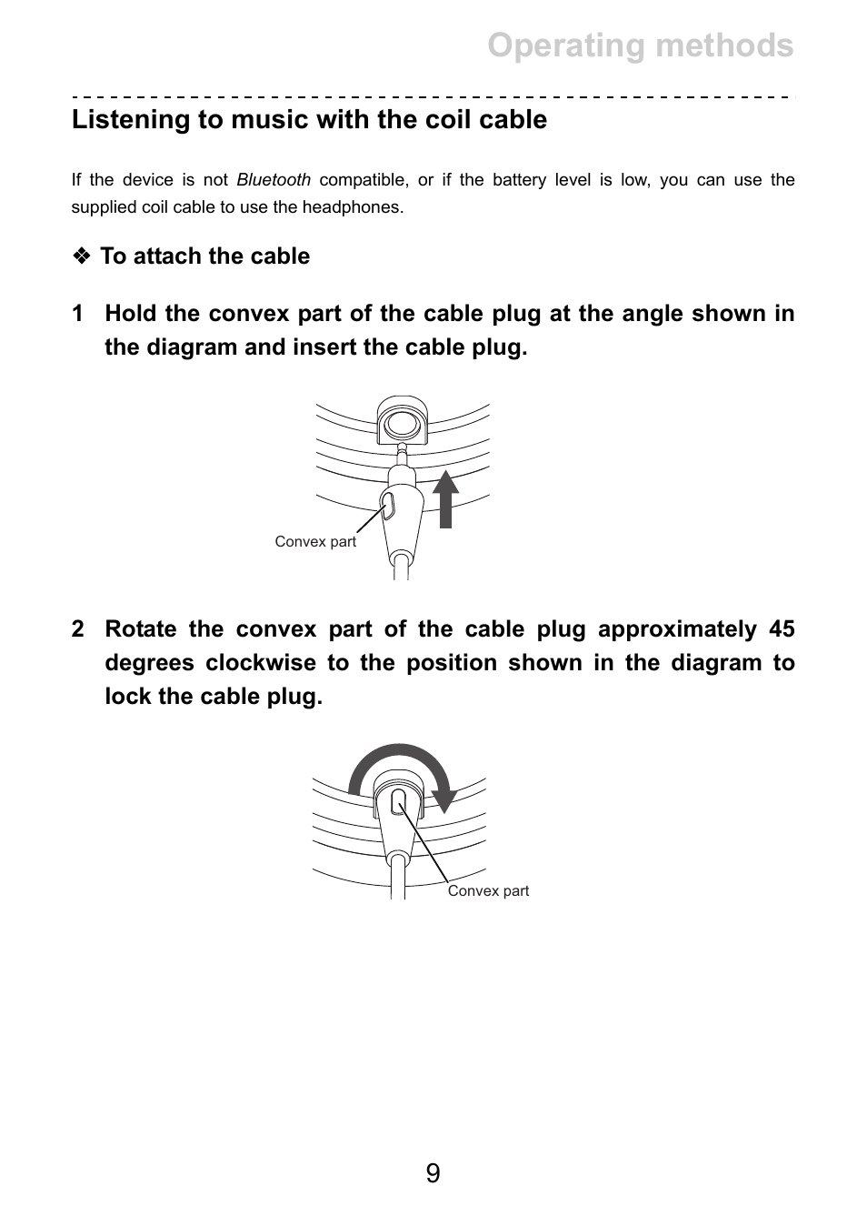 Operating methods, Listening to music with the coil cable | Pioneer HDJ-CUE1 Bluetooth DJ Headphones (Matte Red) User Manual | Page 9 / 20