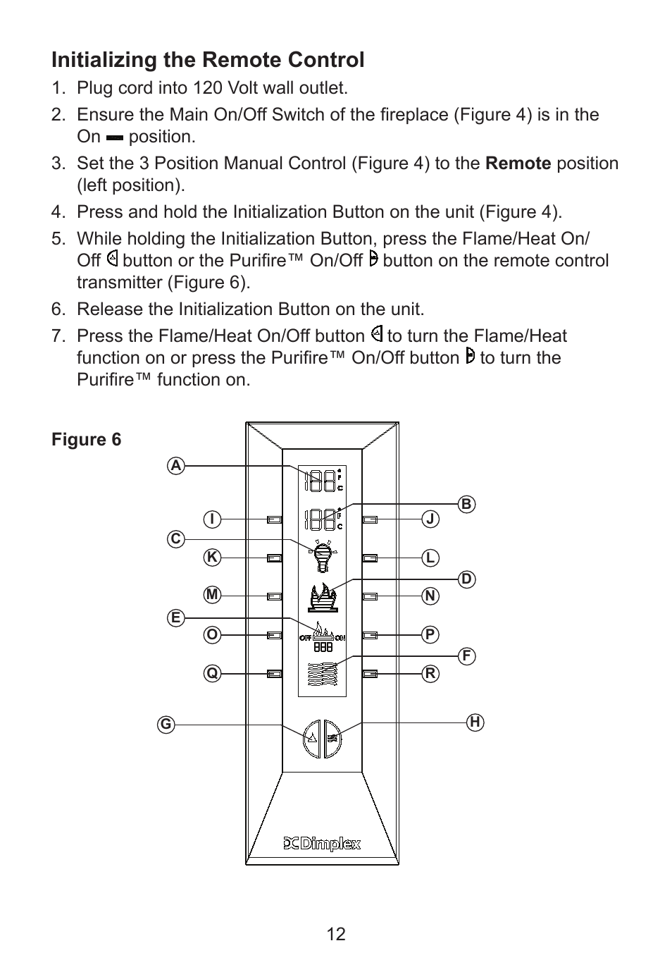 Initializing the remote control | Dimplex DF3215NH User Manual | Page 12 / 22