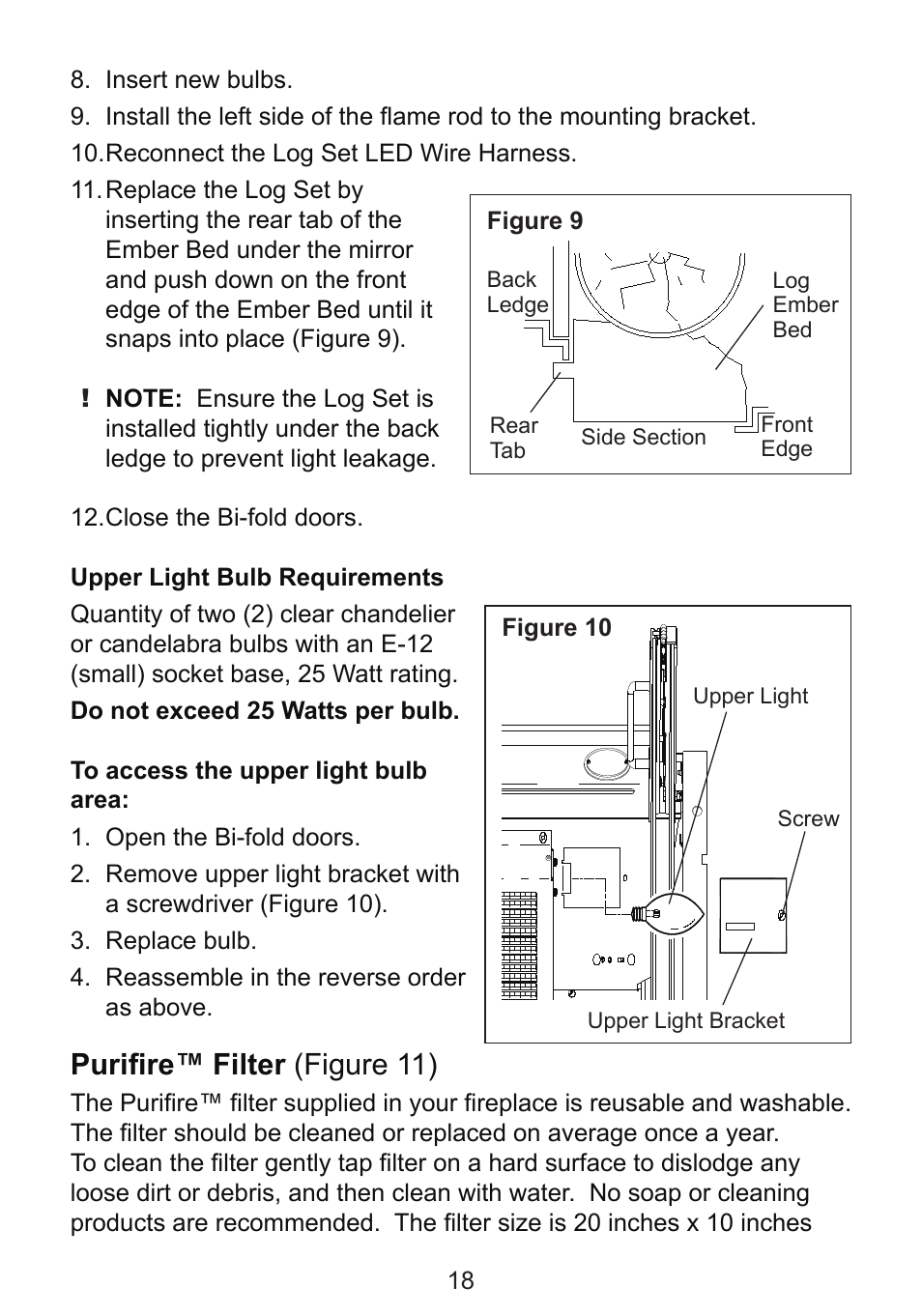 Purifire™ filter (figure 11) | Dimplex DF3215NH User Manual | Page 18 / 22