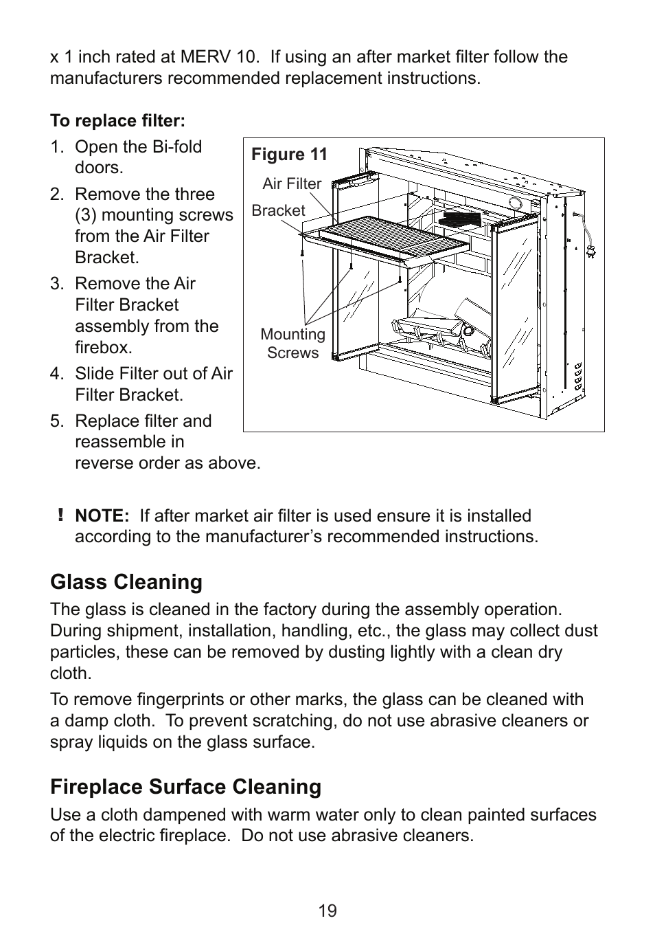 Glass cleaning, Fireplace surface cleaning | Dimplex DF3215NH User Manual | Page 19 / 22