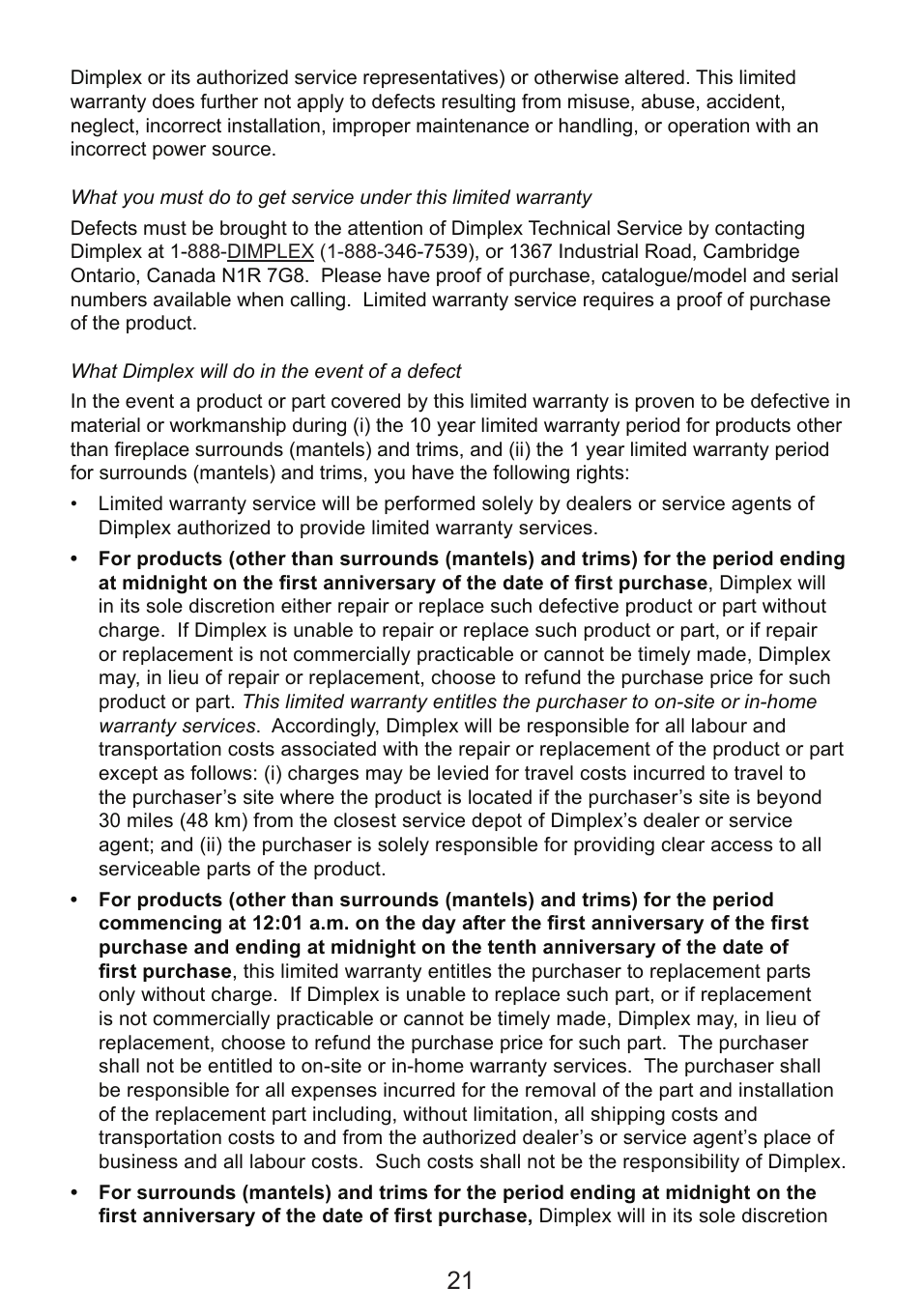 Dimplex DF3215NH User Manual | Page 21 / 22