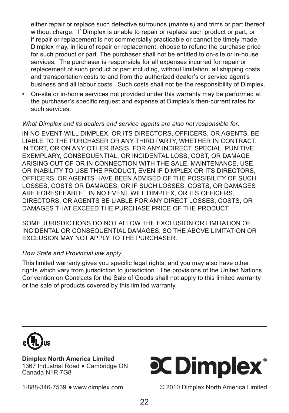 Dimplex DF3215NH User Manual | Page 22 / 22