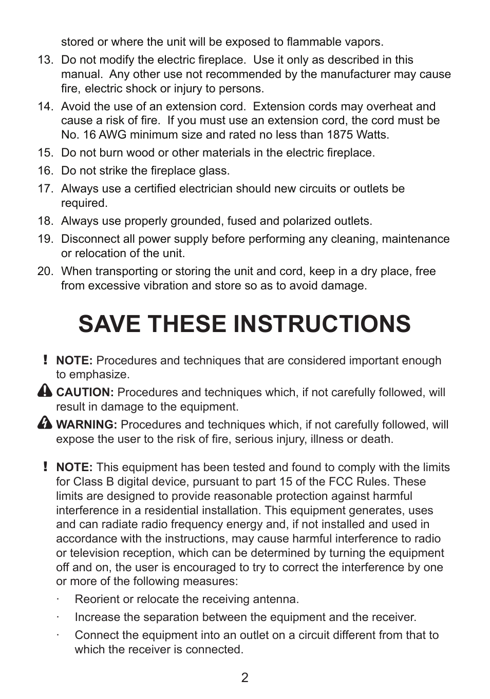 Save these instructions | Dimplex DF2426GB User Manual | Page 5 / 17