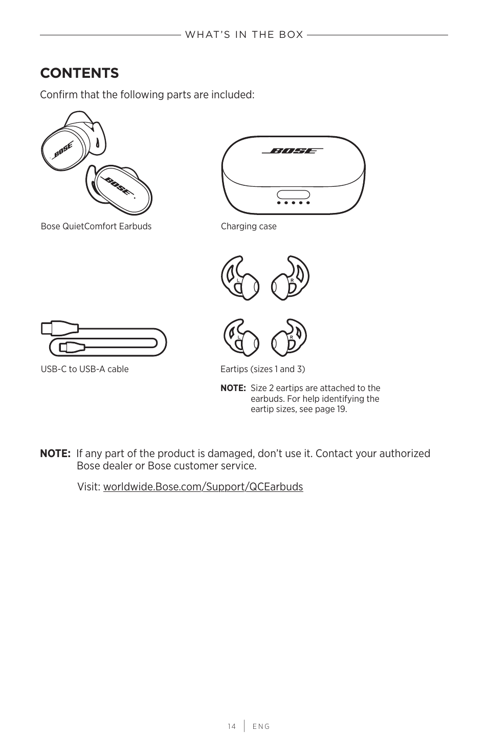 Bose QuietComfort Earbuds II Noise-Canceling True Wireless In-Ear Headphones (Triple Black) User Manual | Page 14 / 49