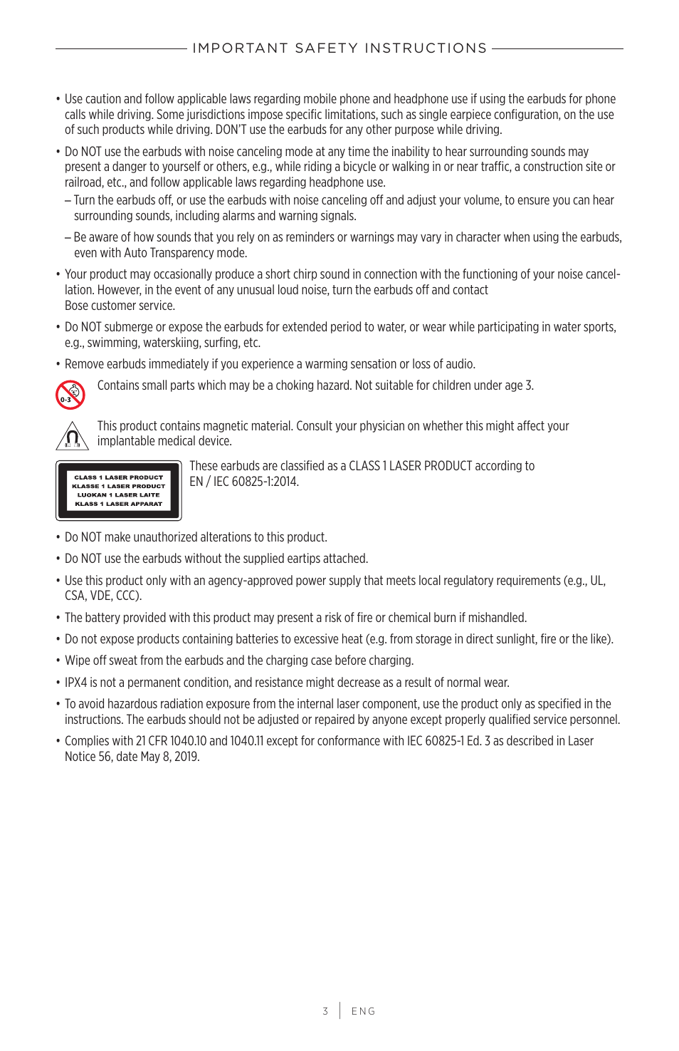 Bose QuietComfort Earbuds II Noise-Canceling True Wireless In-Ear Headphones (Triple Black) User Manual | Page 3 / 49