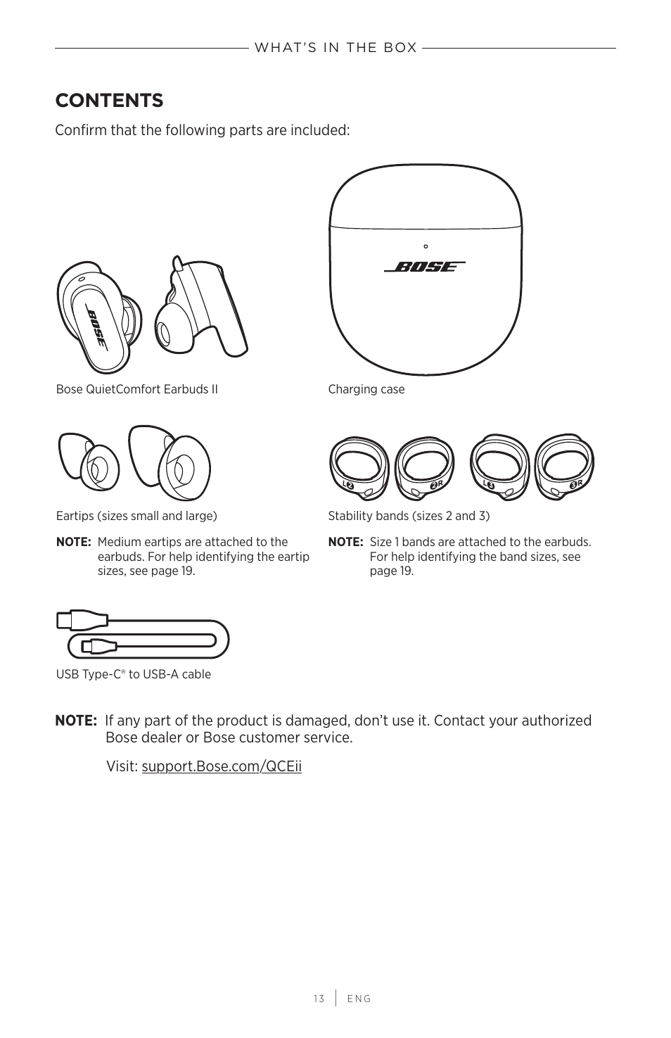 Bose QuietComfort Earbuds II Noise-Canceling True Wireless In-Ear Headphones (Limited-Edition Eclipse Gray) User Manual | Page 13 / 52