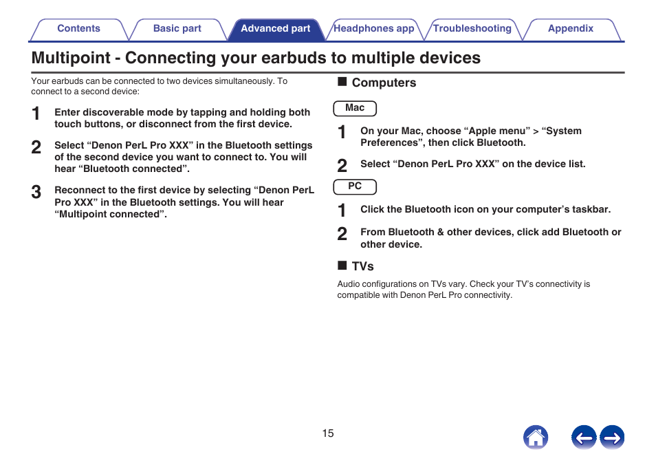 Denon PerL Pro True-Wireless Earbuds User Manual | Page 15 / 35