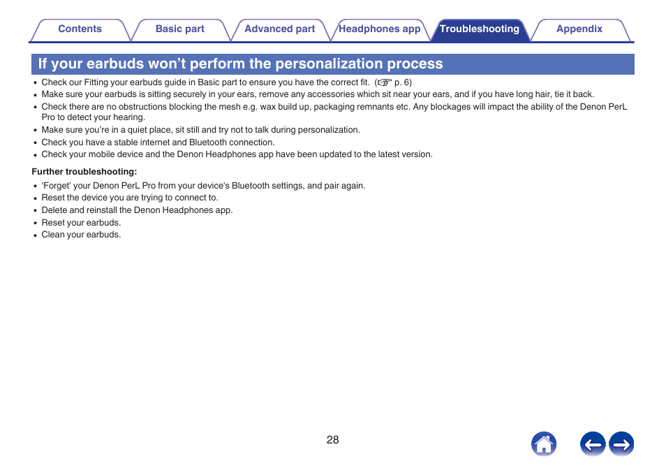 Denon PerL Pro True-Wireless Earbuds User Manual | Page 28 / 35