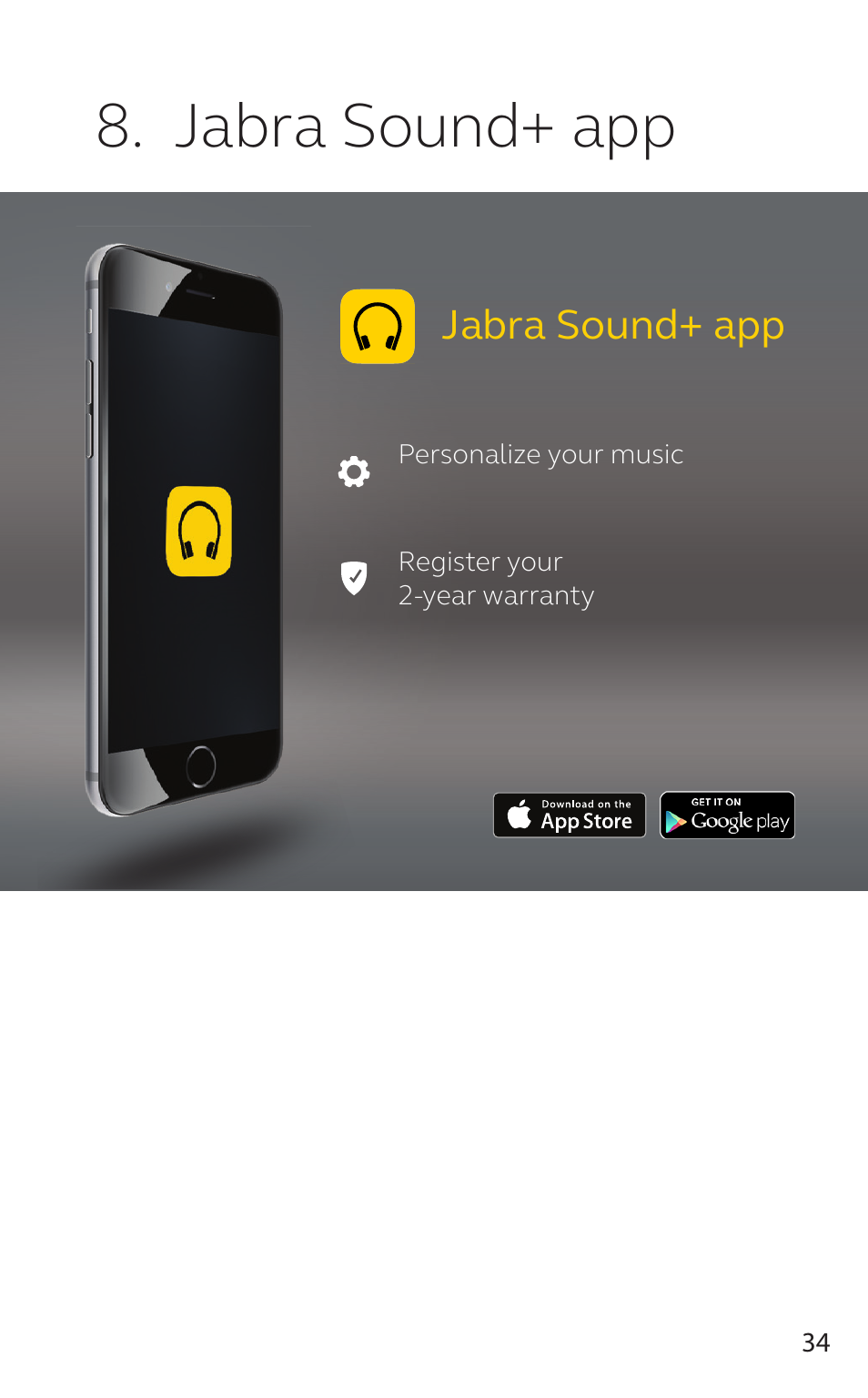 Jabra sound+ app | Jabra Elite 5 Earbuds (Canada, Gold/Beige) User Manual | Page 34 / 37