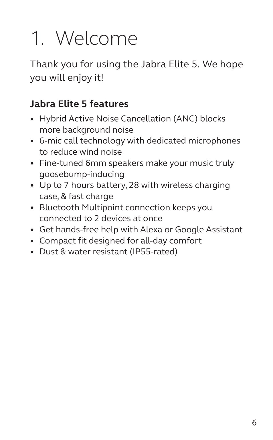 Welcome, English | Jabra Elite 5 Earbuds (Canada, Gold/Beige) User Manual | Page 6 / 37