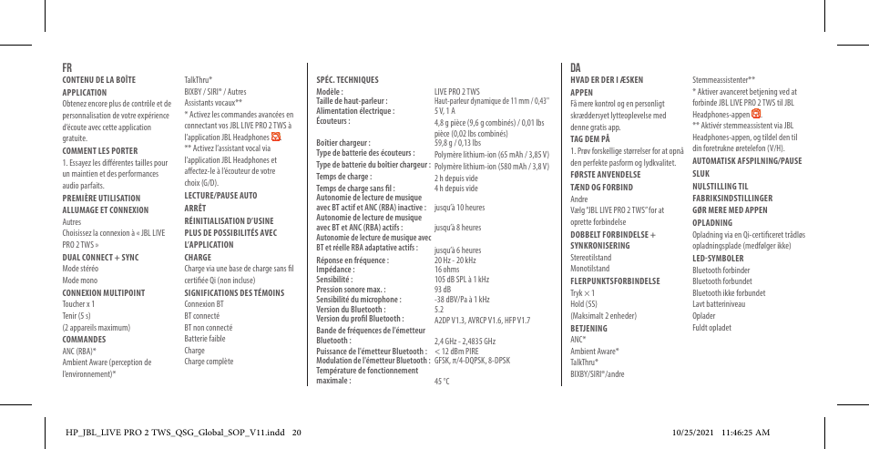 JBL Live Pro 2 Noise-Canceling True Wireless In-Ear Headphones (Silver) User Manual | Page 20 / 44
