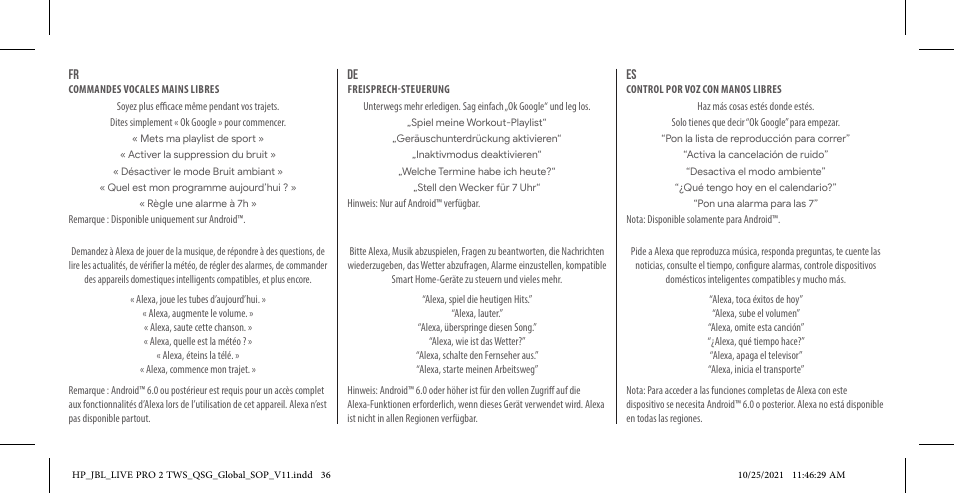 JBL Live Pro 2 Noise-Canceling True Wireless In-Ear Headphones (Silver) User Manual | Page 36 / 44