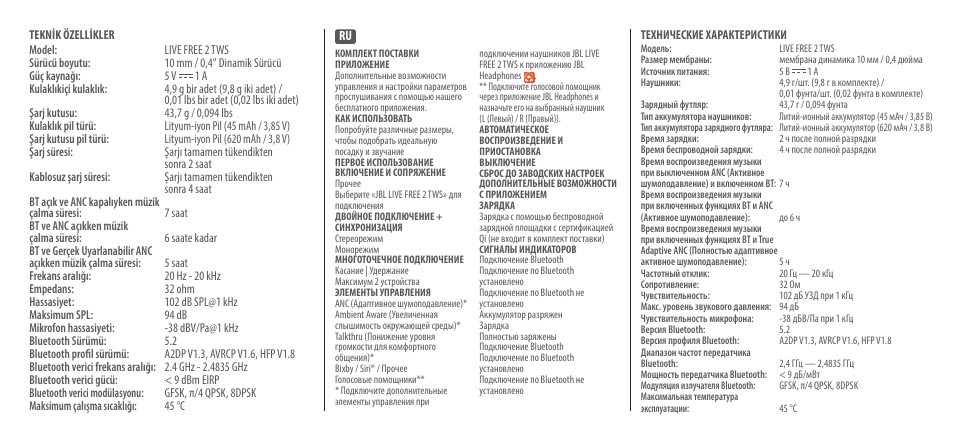 JBL Live Free 2 TWS Noise-Canceling True Wireless In-Ear Headphones (Black) User Manual | Page 29 / 42