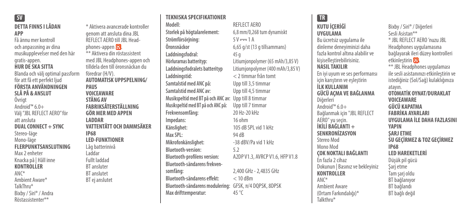 JBL Reflect Aero Noise-Canceling True Wireless In-Ear Headphones (Black) User Manual | Page 30 / 44