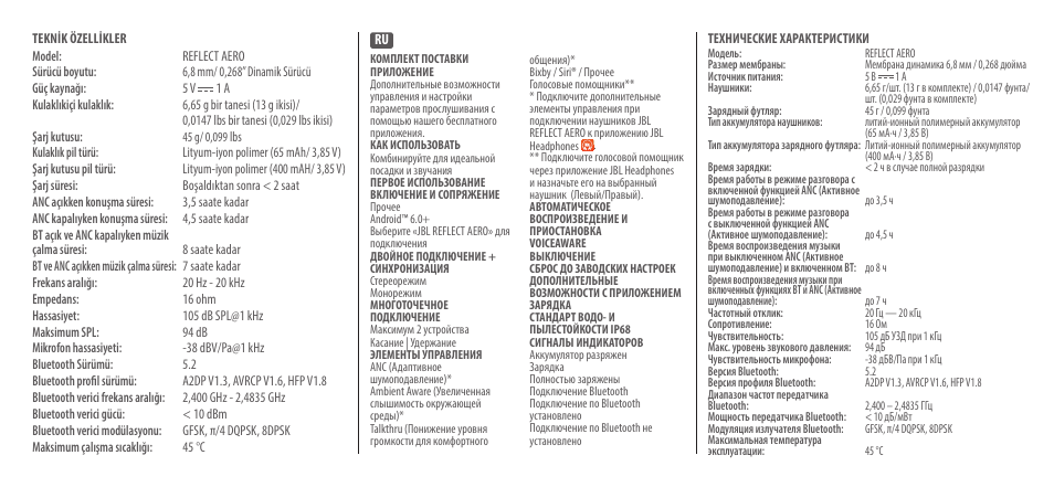 JBL Reflect Aero Noise-Canceling True Wireless In-Ear Headphones (Black) User Manual | Page 31 / 44