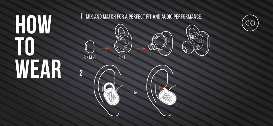 How to wear | JBL Endurance Race TWS True Wireless In-Ear Sport Headphones (Black) User Manual | Page 5 / 40