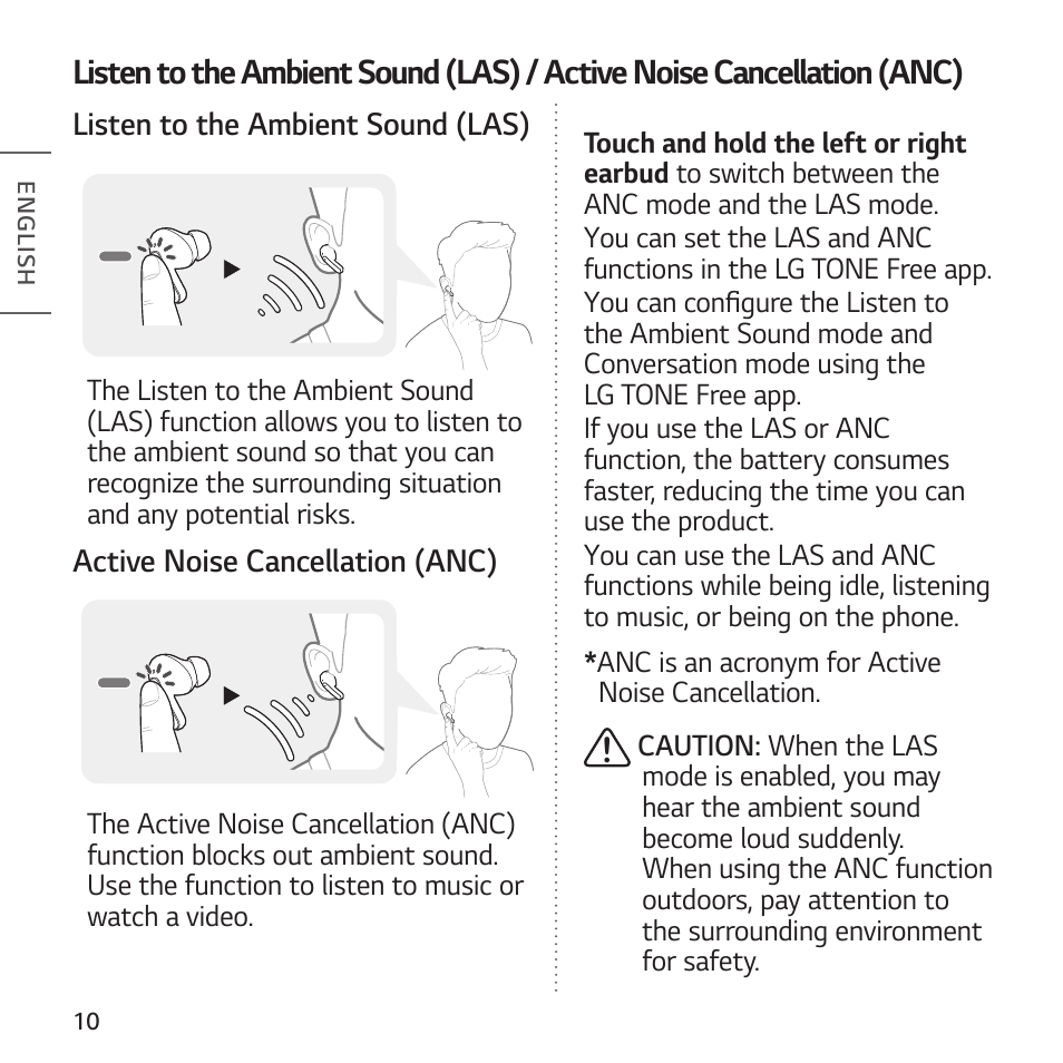 LG TONE Free FP8 UVnano True Wireless In-Ear Headphones (Charcoal Black) User Manual | Page 12 / 62