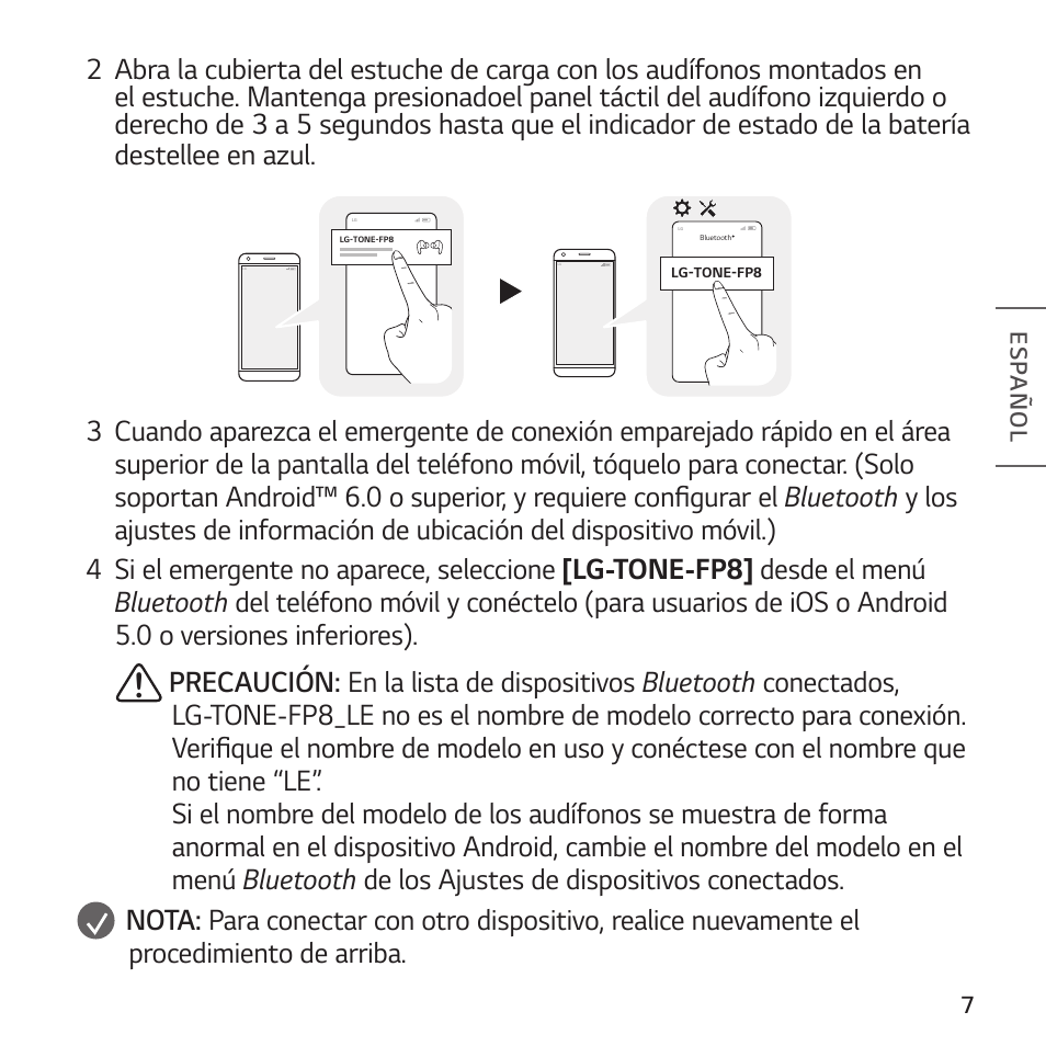 LG TONE Free FP8 UVnano True Wireless In-Ear Headphones (Charcoal Black) User Manual | Page 43 / 62