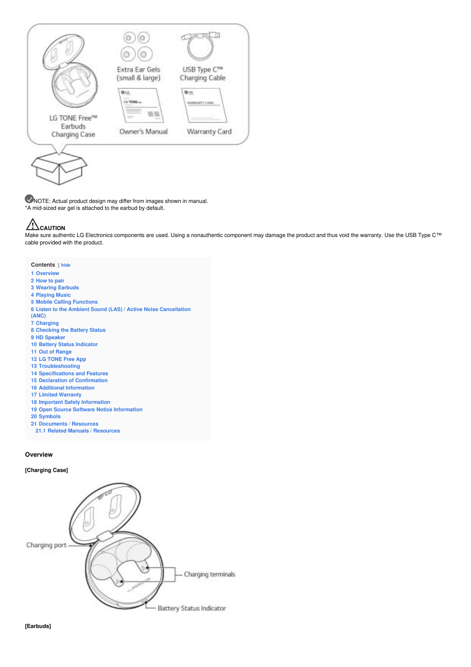 Overview | LG TONE Free FP5 True Wireless In-Ear Headphones (Charcoal Black) User Manual | Page 2 / 9