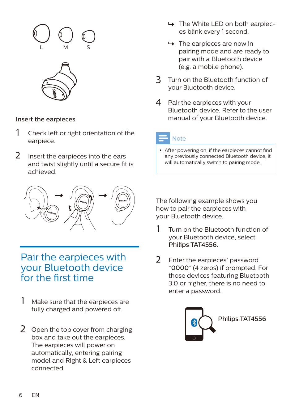 Philips True Wireless Active Noise-Canceling In-Ear Headphones (Black) User Manual | Page 7 / 17