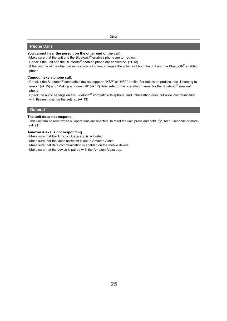 Phone calls, General, Phone calls • general | Phone calls general | Technics EAH-A800 Noise-Canceling Wireless Over-Ear Headphones (Black) User Manual | Page 25 / 33