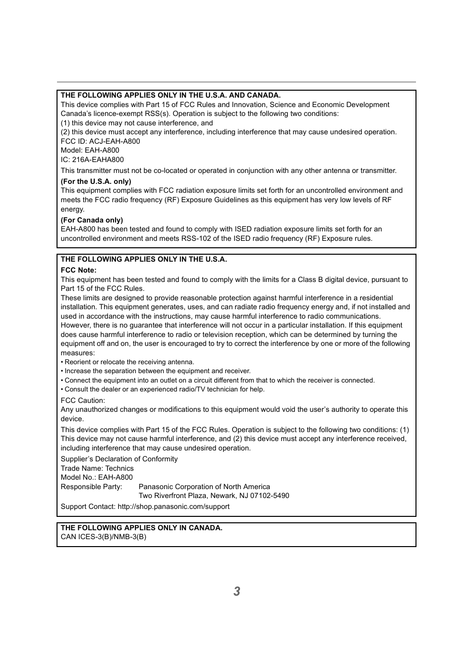 Technics EAH-A800 Noise-Canceling Wireless Over-Ear Headphones (Black) User Manual | Page 3 / 33