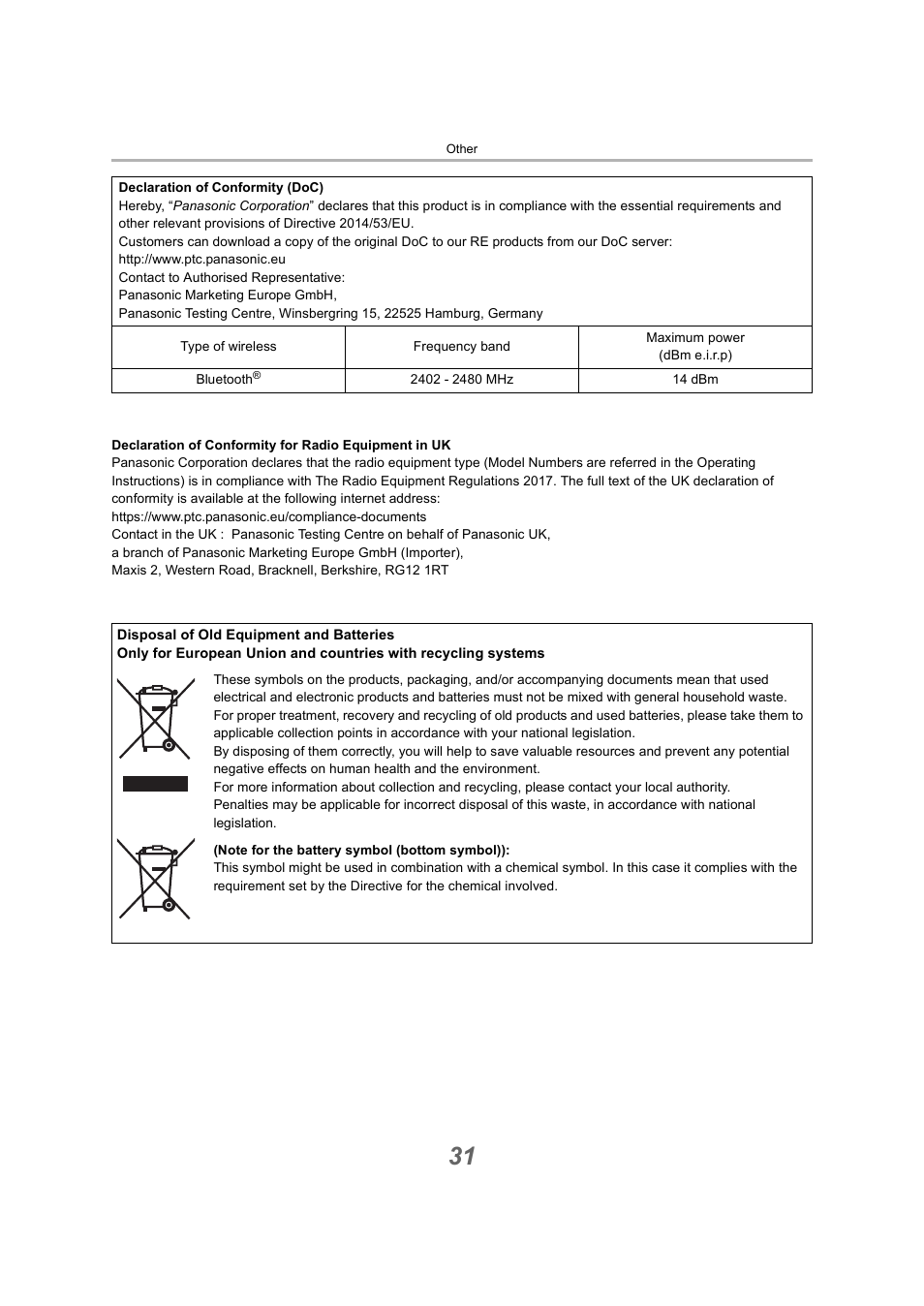 Technics EAH-A800 Noise-Canceling Wireless Over-Ear Headphones (Black) User Manual | Page 31 / 33