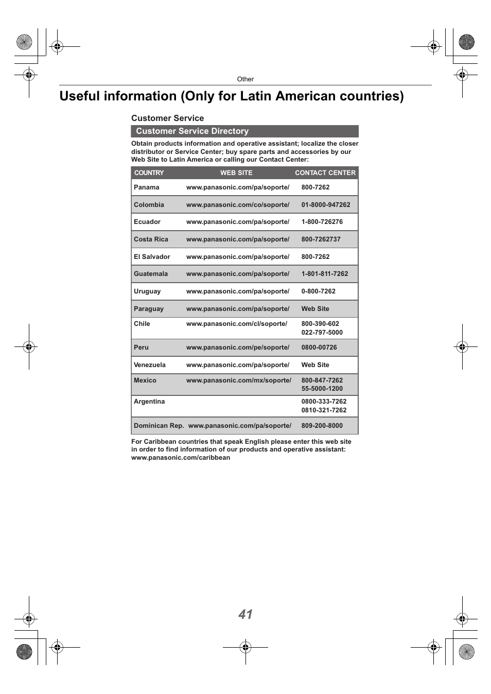 Customer service customer service directory | Technics EAH-AZ40 True Wireless In-Ear Headphones (Rose Gold) User Manual | Page 41 / 42