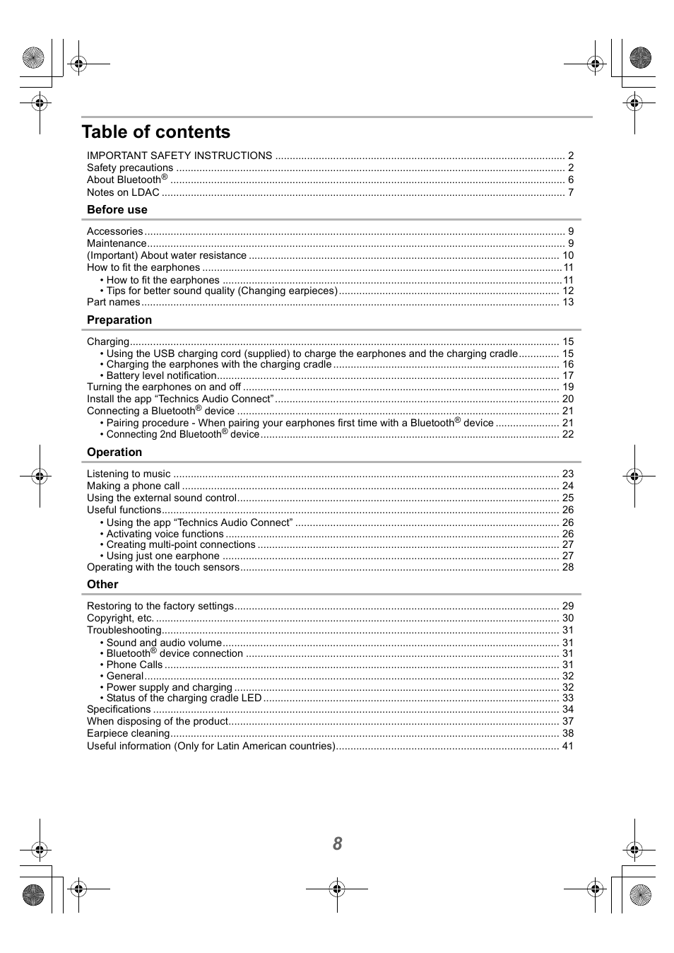 Technics EAH-AZ40 True Wireless In-Ear Headphones (Rose Gold) User Manual | Page 8 / 42