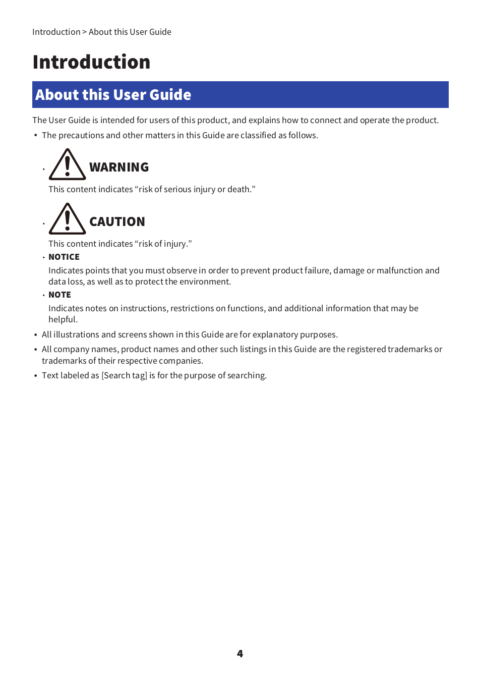 Introduction, About this user guide, Warning | Caution | Yamaha TW-E3C True Wireless Earbuds (Red) User Manual | Page 4 / 62